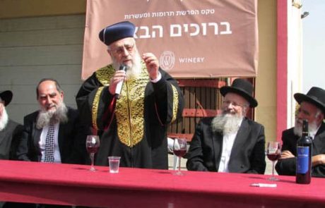 אלפי ליטרים של יין משובח הופרשו בטקס הפרשת תרומות ומעשרות 